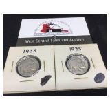 Two 1935 Buffalo Nickels