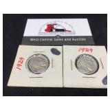 Two 1929 Buffalo Nickels