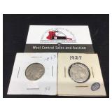 Two 1927 Buffalo Nickels