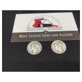 Two 1923 Mercury Dimes