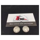 Two 1929 Mercury Dimes