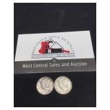 Two 1944 Mercury Dimes