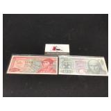 Crisp UC Mexio 1972 ten pesos, 1977 20 pesos