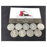 Nine 1943 Steel Cents P-D-S Mints