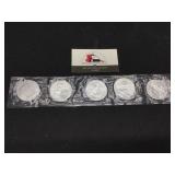 Five 1982 "Prospector" 1oz .999 Silver Rounds