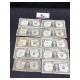 Group of 10 Silver Certificate $1