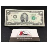 2013 $2 Kansas City Low Serial Number