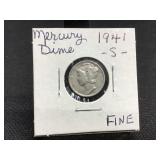 1941-S Mercury Dime- Fine