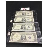 Four 1957 Crisp Uncirculated Silver Certificates