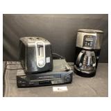 Coffee Pot, Toaster, VHS Player