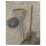 Fish Net, Fly Fishing Pole & Misc