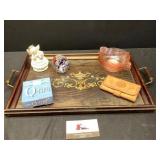 Glass Tray & Misc Decor