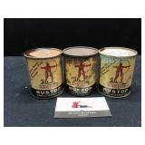 Three Archer Rust Stop Oil Cans