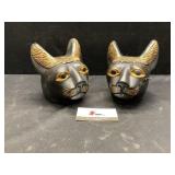 Two Ceramic Cat Heads