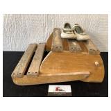 Wood Stool and Shoes