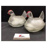 Nesting Hens with Glass Eggs