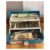 Plastic Toolbox With Miscellaneous Hardware and