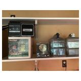 Wildlife caller. Clock.  Radio.  Jugs