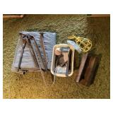 11". Railroad tie.  Tarp and misc