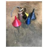 Oil cans and funnels