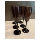 6 purple champagne glasses