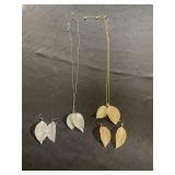 Leaf necklaces and earrings