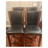 4-Black leather bar stools