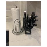 Knife block and paper towel holder