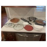 Gotham Steel pot with multiple lids and misc.