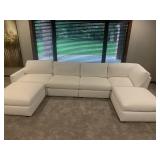 White fabric couch sectional or with ottomans