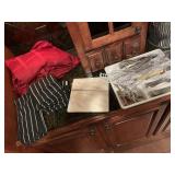 Table cloths, cutting board, flat ware, bar towels