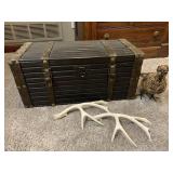 Pheasant decoy, trunk, antlers, and miscellaneous