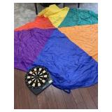 Large parachute and dart board