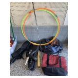 Tennis rackets, badminton rackets, baseball gloves