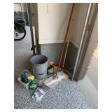 Brooms, gloves, and yard sprays