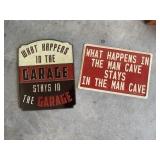 Metal garage signs