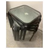 6 Metal side tables with glass tops