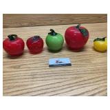 Five large blown glass Apples