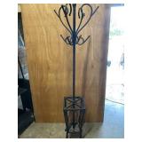 Metal coat rack with umbrella stand