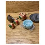 Copper ladle and apple kitchen ware