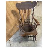 Oak press back rocker