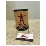 Archer tin oil can