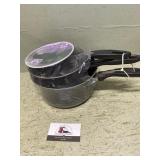 Three piece sauce pans new