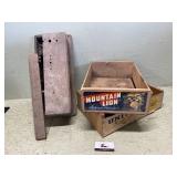 Telephone box and peaches crates