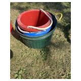 Three plastic buckets