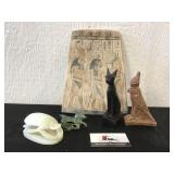 Egyptian Scarab Statues and Plague