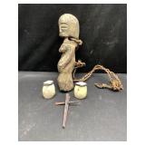 Fertility  wooden piece, salt and pepper shells