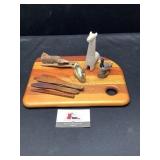 Cheeseboard, knives and misc