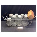 Jars with lids and wire basket