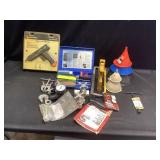 Glue gun, funnels, knife sharpening kit